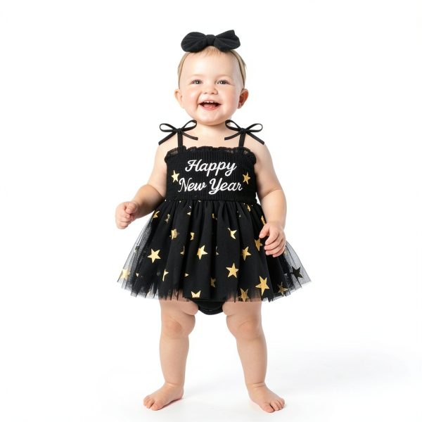 Baby Girl New Year Romper Black 0-12 Months-1