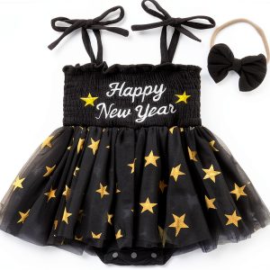 Baby Girl New Year Romper Black 0-12 Months-0