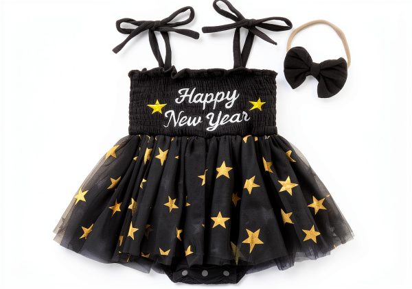 Baby Girl New Year Romper Black 0-12 Months-0